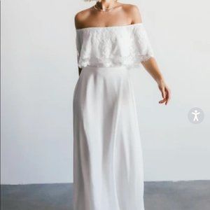 Baltic Born Gloria Lace Chiffon Maxi Dress in White XL or XXL